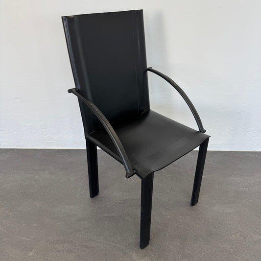 Matteo Grassi Vintage Leder Stuhl mit Armlehnen