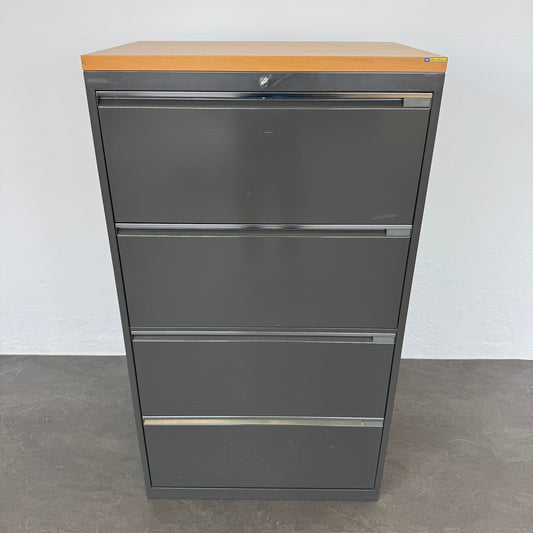 Vidmar Classic Hängeregisterschrank aus Metall in Anthrazit mit Holzdeckblatt