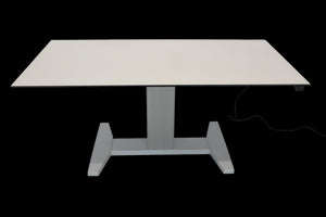 Denz Classic Sitz-Steh Schreibtisch elektrisch höhenverstellbar von 710 -1200mm - 1600x800mm - Vollkern HPL Platte - Kristallweiss