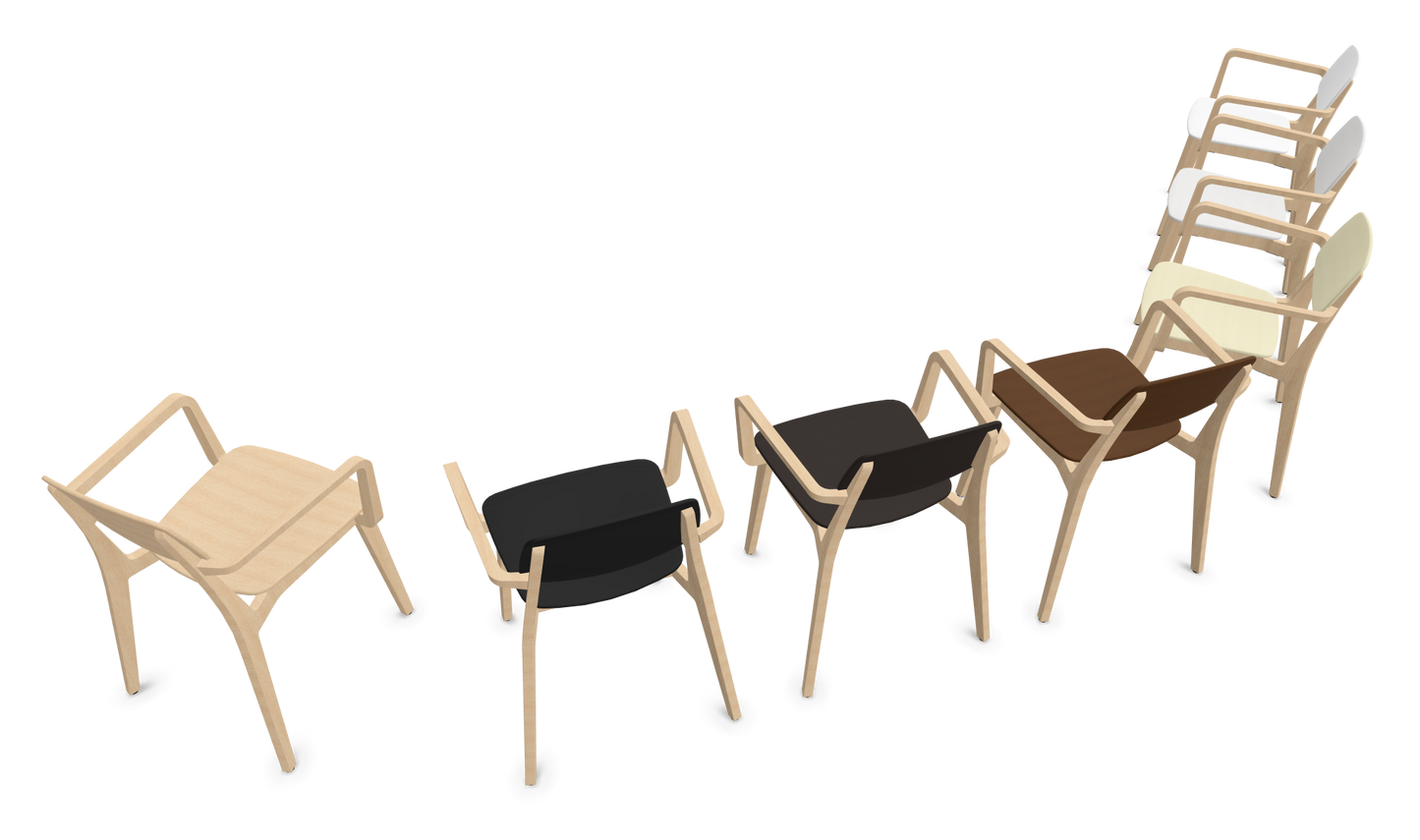 Dietiker Felber C14 Stuhl - Holz verleimt und geformt - D 315 braun