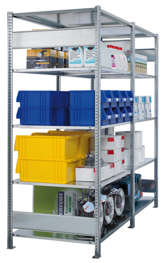 Schulte Lagertechnik Stecksystem Grundregal MULTIplus150 mit Längenriegel - Metall - RAL 7035 Lichtgrau