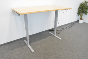 Denz Classic Sitz-Steh Schreibtisch elektrisch höhenverstellbar von 630 -1280mm - 1600x800mm - Spanplatte - Ahorn