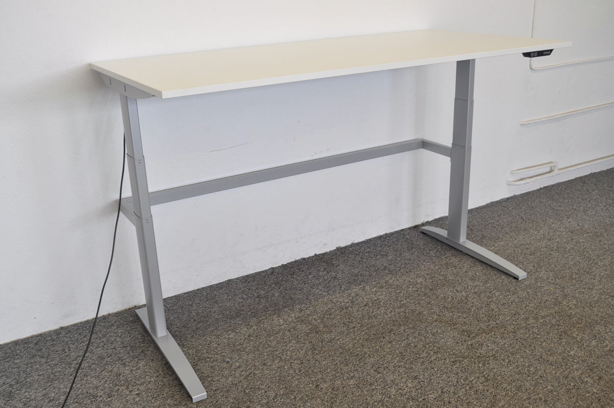 MC Stand Sitz-Steh-Schreibtisch mit Gestell Silbergrau