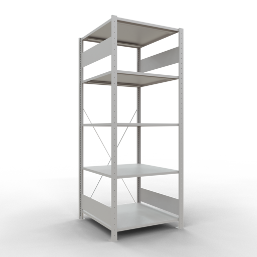 Schulte Lagertechnik Stecksystem Grundregal MULTIplus150 mit Kreuzstrebe - Metall - RAL 7035 Lichtgrau