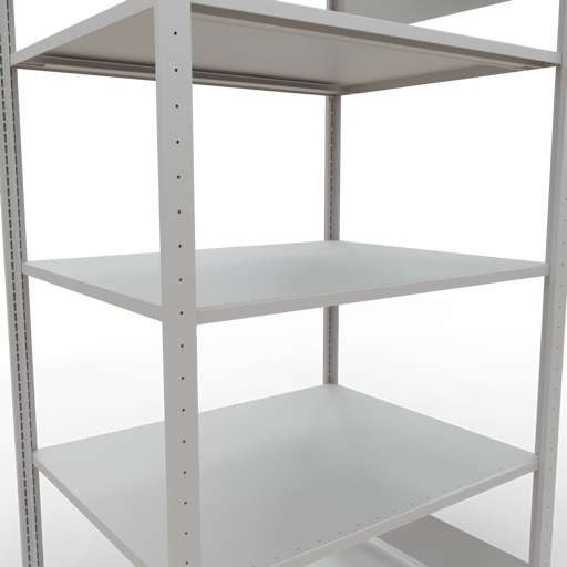 Schulte Lagertechnik Stecksystem Grundregal MULTIplus150 mit Längenriegel - Metall - RAL 7035 Lichtgrau