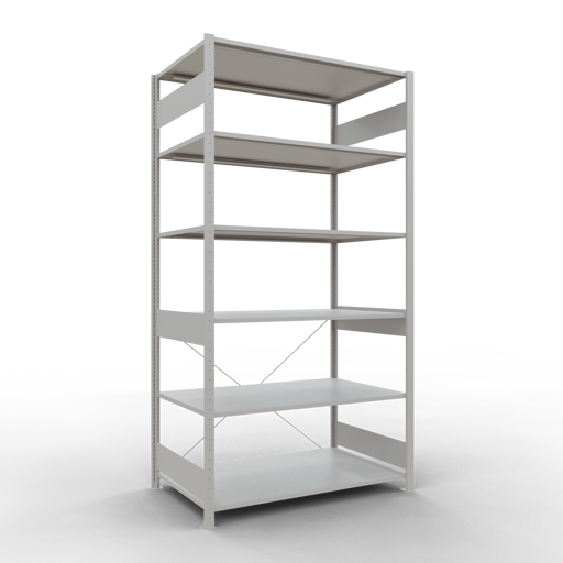 Schulte Lagertechnik Stecksystem Grundregal MULTIplus150 mit Kreuzstrebe - Metall - RAL 7035 Lichtgrau