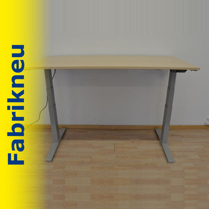 MC Office Shop MC Stand V2 Sitz-Steh Schreibtisch 1600 x 800mm - Gestell Silbergrau - Tischplatte Ahorndekor