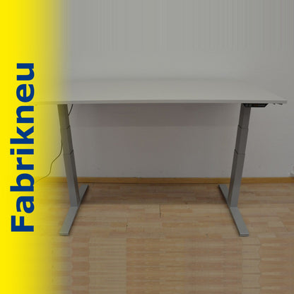 MC Office Shop MC Stand V2 Sitz-Steh Schreibtisch 1600 x 800mm - Gestell Silbergrau - Tischplatte Lichtgrau
