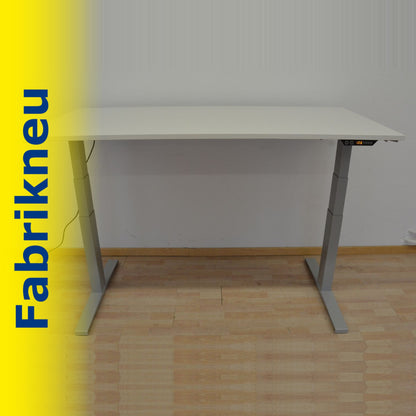MC Office Shop MC Stand V2 Sitz-Steh Schreibtisch 1600 x 800mm - Gestell Silbergrau - Tischplatte Kristallweiss