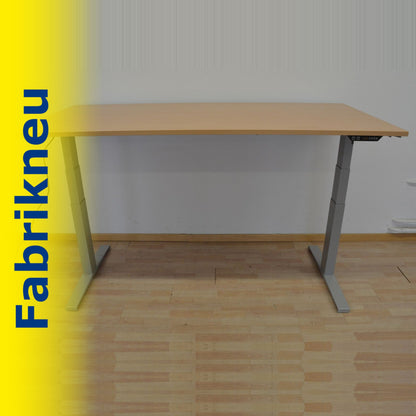 MC Office Shop MC Stand V2 Sitz-Steh Schreibtisch 1800 x 900mm - Gestell Silbergrau - Tischplatte Buchendekor