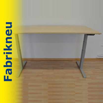 MC Office Shop MC Stand V2 Sitz-Steh Schreibtisch 1800 x 900mm - Gestell Silbergrau - Tischplatte Ahorndekor