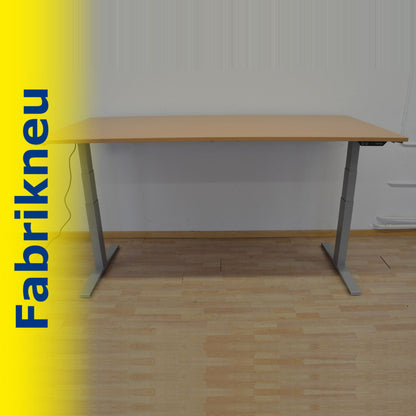 MC Office Shop MC Stand V2 Sitz-Steh Schreibtisch 2000 x 1000mm - Gestell Silbergrau - Tischplatte Buchendekor