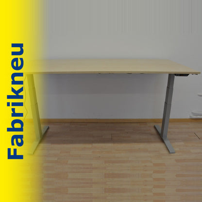 MC Office Shop MC Stand V2 Sitz-Steh Schreibtisch 2000 x 1000mm - Gestell Silbergrau - Tischplatte Ahorndekor