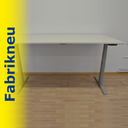 MC Office Shop MC Stand V2 Sitz-Steh Schreibtisch 2000 x 1000mm - Gestell Silbergrau - Tischplatte Kristallweiss