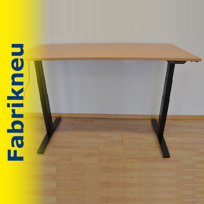 MC Office Shop MC Stand V2 Sitz-Steh Schreibtisch 1600 x 800mm - Gestell Schwarz - Tischplatte Buchendekor
