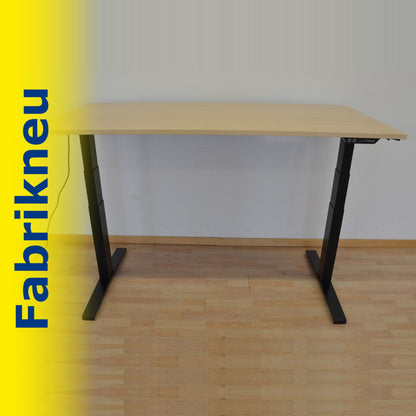 MC Office Shop MC Stand V2 Sitz-Steh Schreibtisch 1600 x 800mm - Gestell Schwarz - Tischplatte Ahorndekor
