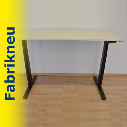 MC Office Shop MC Stand V2 Sitz-Steh Schreibtisch 1600 x 800mm - Gestell Schwarz - Tischplatte Kristallweiss