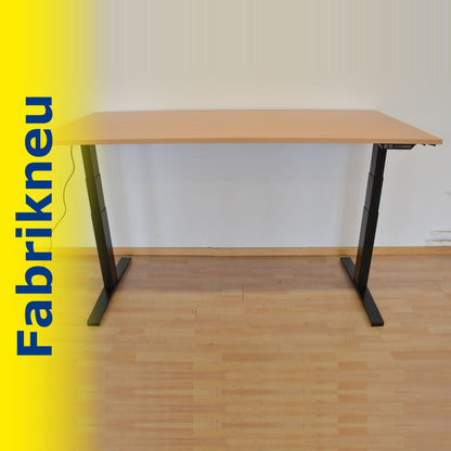 MC Office Shop MC Stand V2 Sitz-Steh Schreibtisch 1800 x 900mm - Gestell Schwarz - Tischplatte Buchendekor