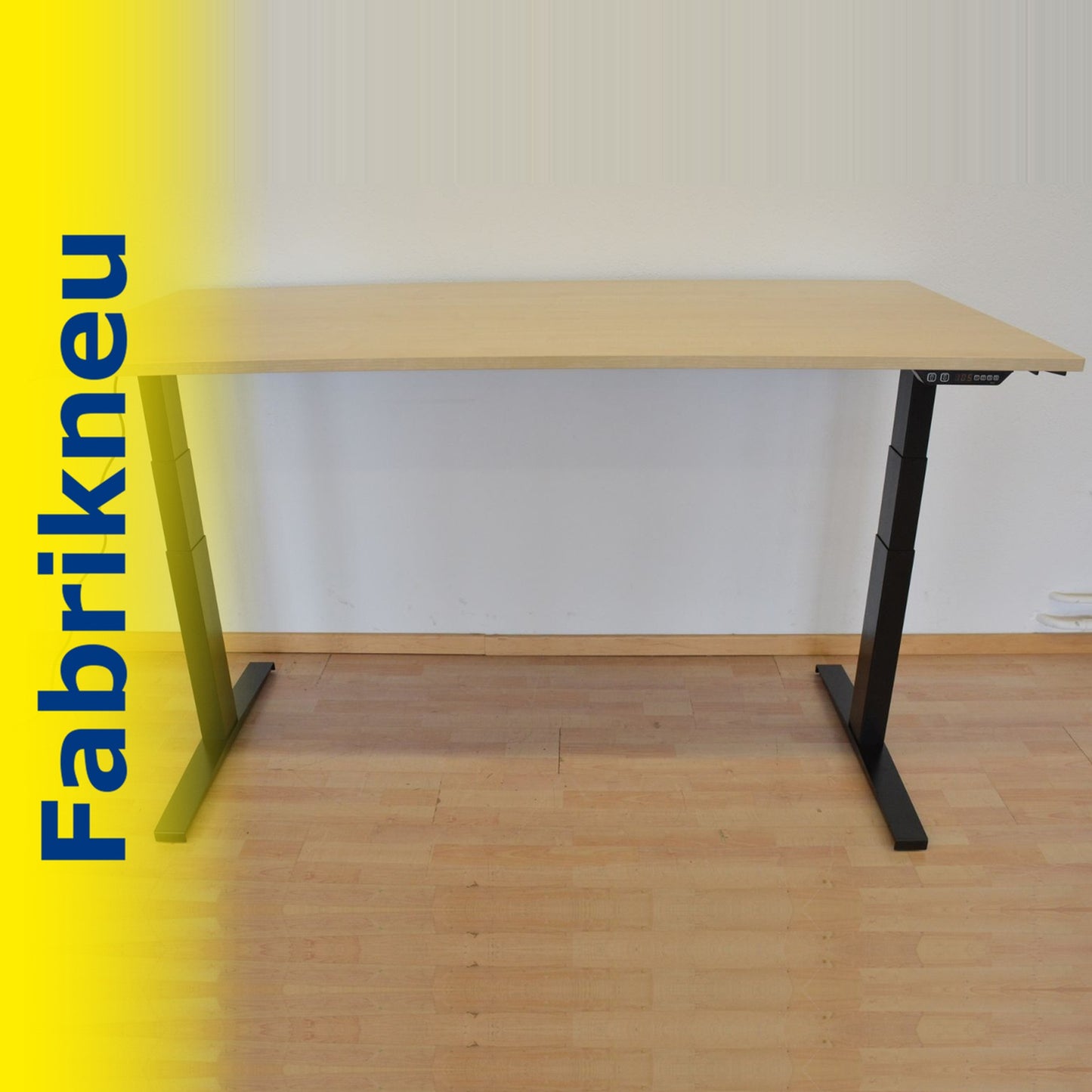 MC Office Shop MC Stand V2 Sitz-Steh Schreibtisch 1800 x 900mm - Gestell Schwarz - Tischplatte Ahorndekor