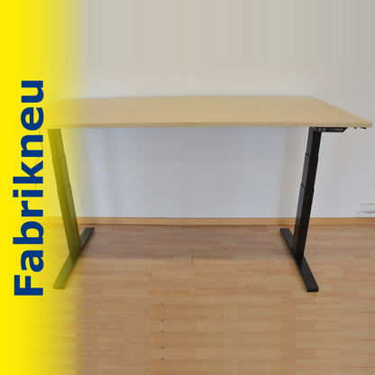 MC Office Shop MC Stand V2 Sitz-Steh Schreibtisch 1800 x 900mm - Gestell Schwarz - Tischplatte Ahorndekor
