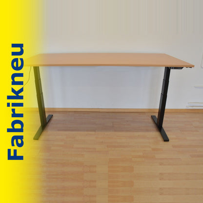 MC Office Shop MC Stand V2 Sitz-Steh Schreibtisch 2000 x 1000mm - Gestell Schwarz - Tischplatte Buchendekor