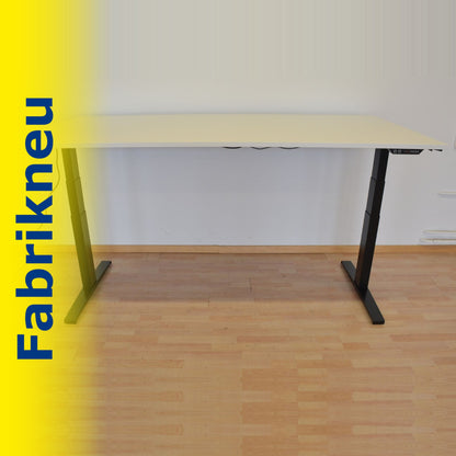 MC Office Shop MC Stand V2 Sitz-Steh Schreibtisch 2000 x 1000mm - Gestell Schwarz - Tischplatte Kristallweiss