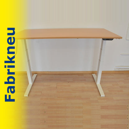 MC Office Shop MC Stand V2 Sitz-Steh Schreibtisch 1600 x 800mm - Gestell Weiss - Tischplatte Buchendekor
