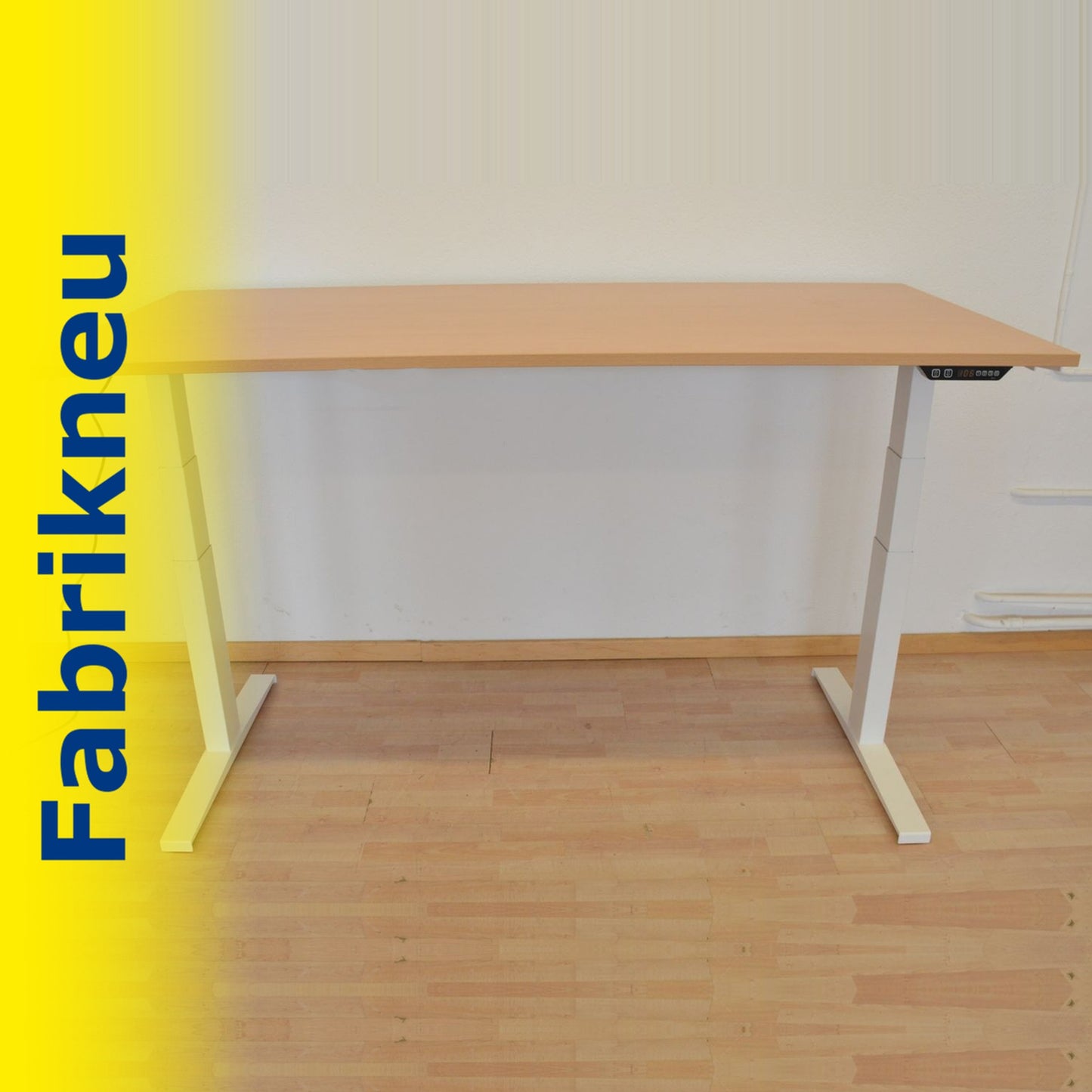 MC Office Shop MC Stand V2 Sitz-Steh Schreibtisch 1800 x 900mm - Gestell Weiss - Tischplatte Buchendekor