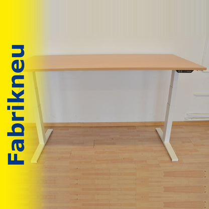 MC Office Shop MC Stand V2 Sitz-Steh Schreibtisch 1800 x 900mm - Gestell Weiss - Tischplatte Buchendekor