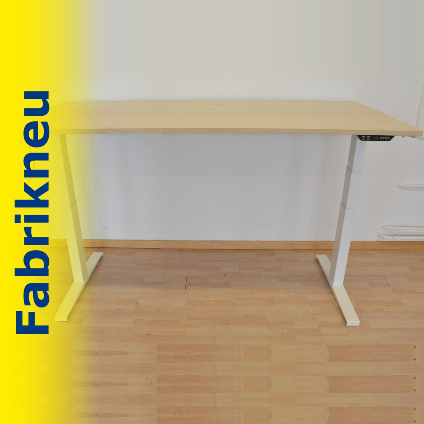 MC Office Shop MC Stand V2 Sitz-Steh Schreibtisch 1800 x 900mm - Gestell Weiss - Tischplatte Ahorndekor