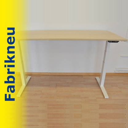 MC Office Shop MC Stand V2 Sitz-Steh Schreibtisch 1800 x 900mm - Gestell Weiss - Tischplatte Ahorndekor