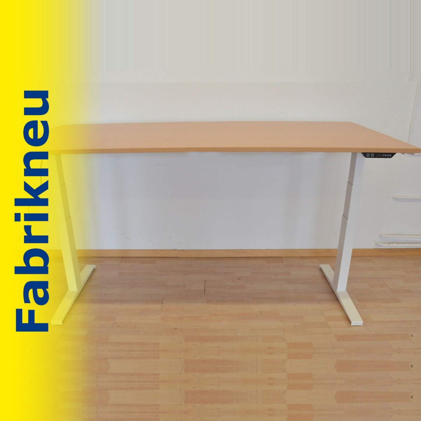 MC Office Shop MC Stand V2 Sitz-Steh Schreibtisch 2000 x 1000mm - Gestell Weiss - Tischplatte Buchendekor