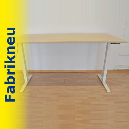 MC Office Shop MC Stand V2 Sitz-Steh Schreibtisch 2000 x 1000mm - Gestell Weiss - Tischplatte Ahorndekor
