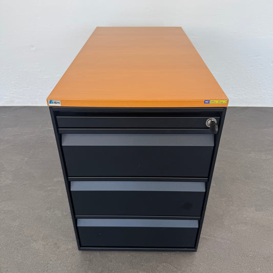 Lista Office Serie L Unterstell-Korpus in schwarz mit Holzdeckblatt