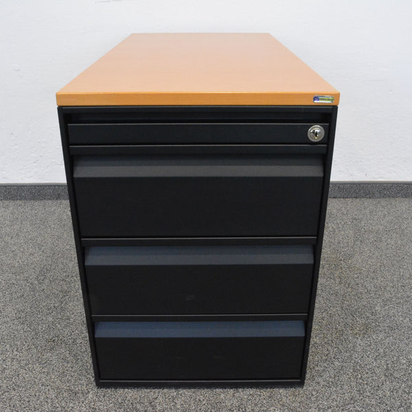 Lista Office Serie L Unterstell-Korpus 800mm - 4 Schubladen - Schwarz-Buche - ohne Schlüssel
