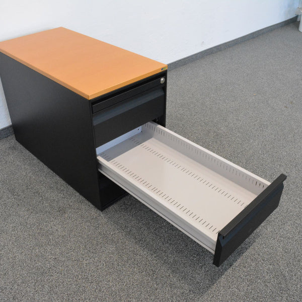 Lista Office Serie L Unterstell-Korpus 800mm - 4 Schubladen - Schwarz-Buche - ohne Schlüssel
