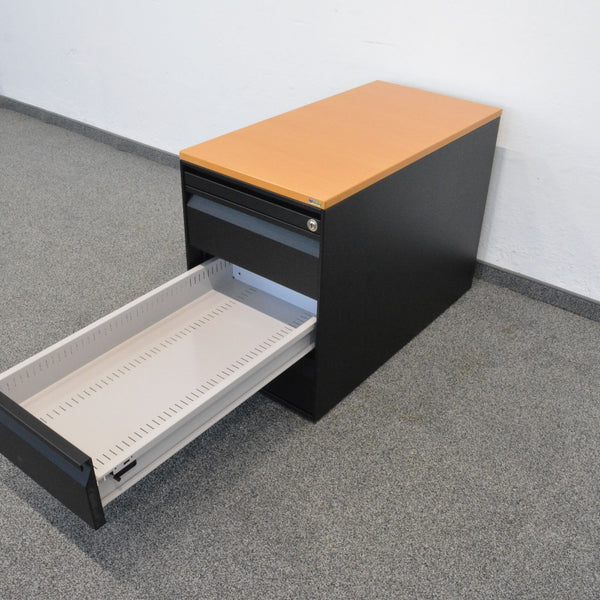 Lista Office Serie L Unterstell-Korpus 800mm - 4 Schubladen - Schwarz-Buche - ohne Schlüssel