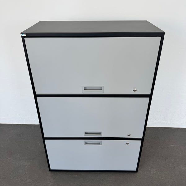 Lista Office LO Qub Modul-Kombination 3-OH 800mm - Schwarz-Silbergrau - ohne Schlüssel