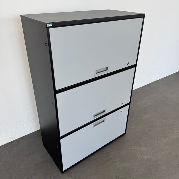 Lista Office LO Qub Modul-Kombination 3-OH 800mm - Schwarz-Silbergrau - ohne Schlüssel