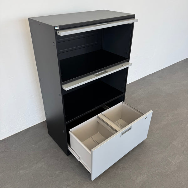 Lista Office LO Qub Modul-Kombination 3-OH 800mm - Schwarz-Silbergrau - ohne Schlüssel