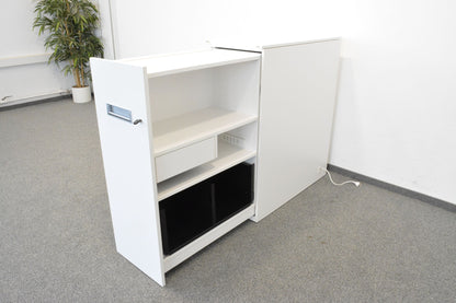 ZKD Apothekerschrank Spanplatte weiss offen von rechts - 6011113