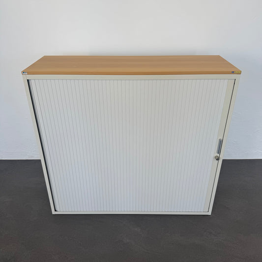 Lista Office Storage Lateralschrank Metall Weiss mit Holzdeckblatt