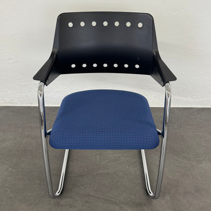 Girsberger 3300 Freischwinger mit Stoffbezug blau gemustert - 6012268