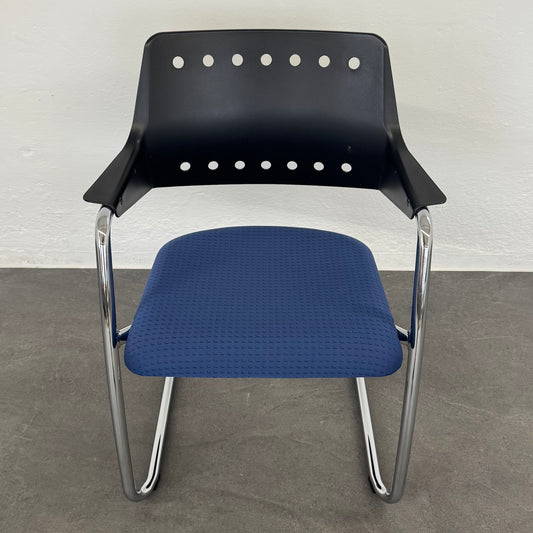 Girsberger 3300 Freischwinger mit Stoffbezug blau gemustert - 6012268