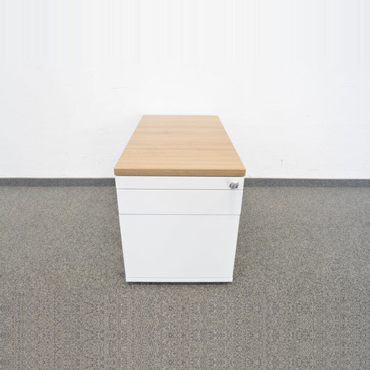 Haworth Mobile Storage Roll-Korpus Spanplatte weiss mit Deckblatt Eichendekor - 6012333