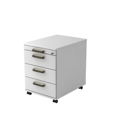 MC MyContainer Rollkorpus mit 4 Schubladen Weiss mit Streifengriff - 6013729