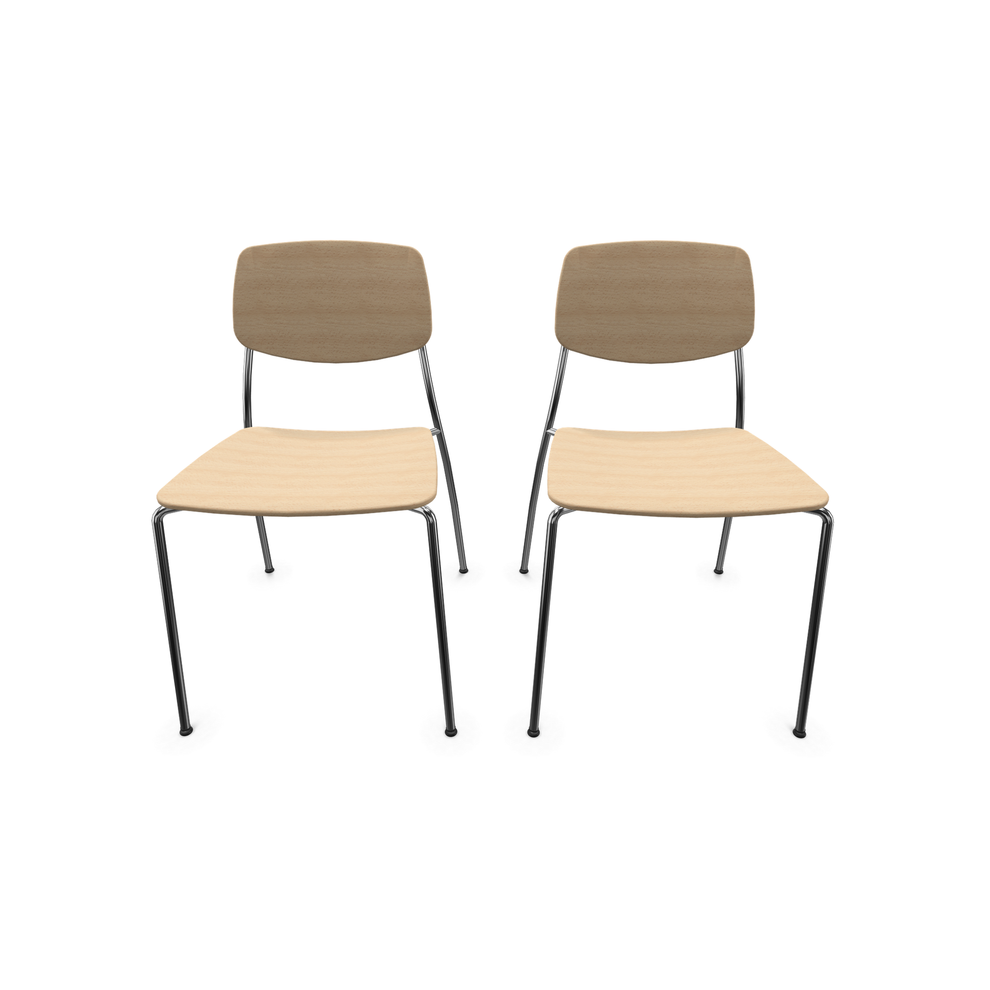 Dietiker Felber C14 Stuhl 2 Stück - 4-Fuss Metall ohne Armlehnen Buche Natur lackiert - 6015386