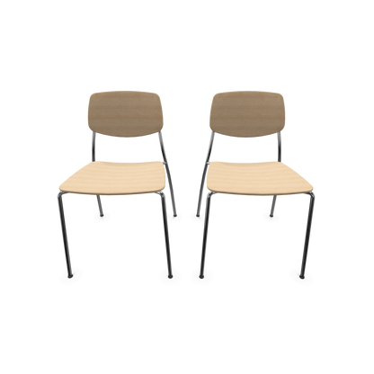 Dietiker Felber C14 Stuhl 2 Stück - 4-Fuss Metall ohne Armlehnen Buche Natur lackiert - 6015386