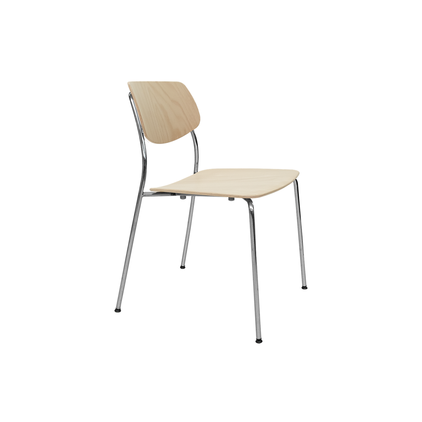 Dietiker Felber C14 Stuhl 4-Fuss Metall ohne Armlehnen Buche Natur lackiert Ansicht von der Seite - 6015386