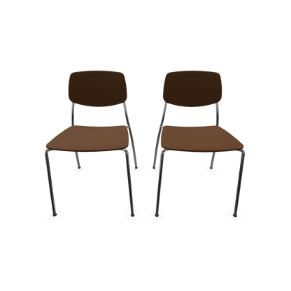Dietiker Felber C14 Stuhl 2 Stück - 4-Fuss Metall ohne Armlehnen D 315 Buche braun - 6015397